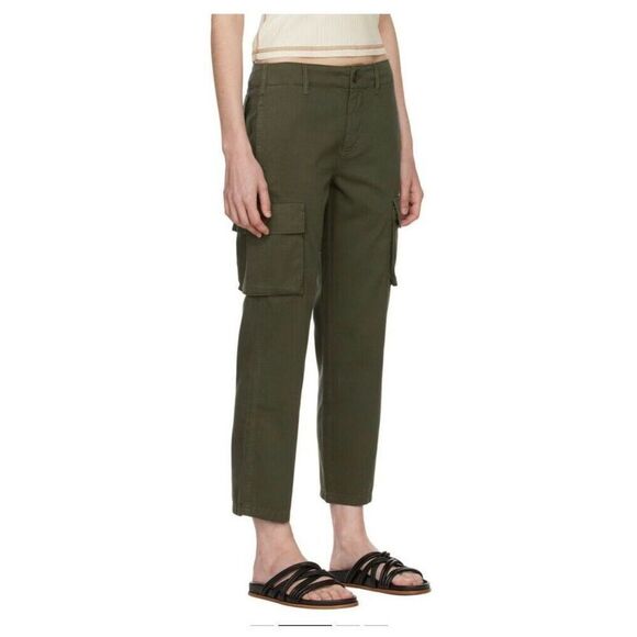 $278 NWT FRAME Washed Surplus Utility Green Cargo Cotton Women's Pants Size 32 - Picture 2 of 7